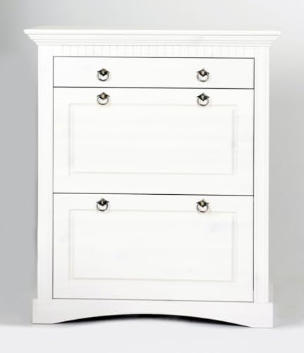 clever-moebel Schuhschrank aus Kiefernholz kolonial, weiß oder gelaugt, Schuhkommode (weiß)