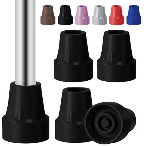 4 Stück Gummifuß für Krücken 19 mm Gehstock Gummipuffer Rutschfest Schutzkappen für Gehstock Krückenstopfen für Gehstock Krücken Klappstock (Schwarz)