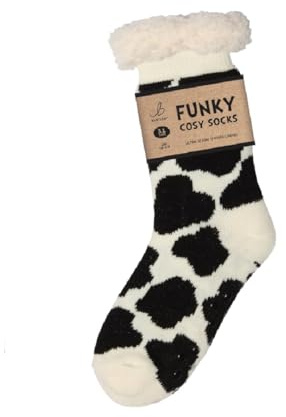 Bartleby Ladies Sherpa Socks - Cow Patch Design
