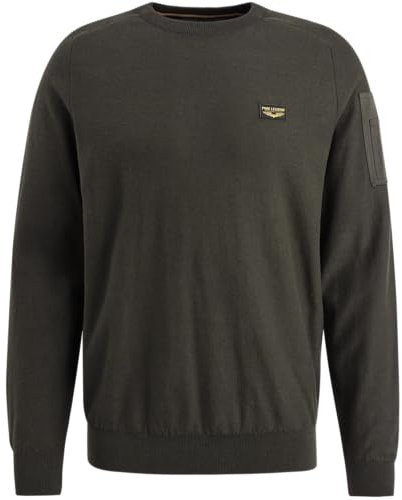 PME Legend Herren Rundhals Pullover R-Neck American Classic Buckley Regular Fit, Größe:L, Farbe:Beluga 8039