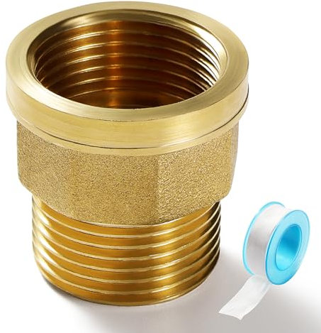 Lyeteung G3/4 Femmina a G3/4 Maschio Boccola Ottagonale in Ottone Adattatore Raccordo, Connettore a Boccola, Connettori di Riduzione a Boccola, con Nastro per Idraulici, per Collegamento Tubo