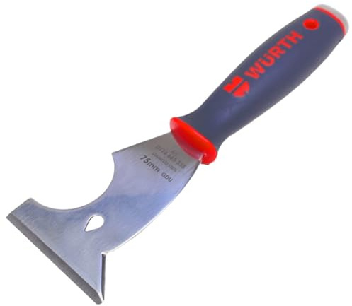 Würth Profi Edelstahl Multifunktionsschaber 75mm mit Schlagkappe, Lackschaber, Spachtel, Universalspachtel 0714663355