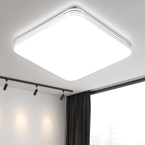 Deckenlampe LED Deckenleuchte Flach 24W 6500K IP44 Modern Ultra Dünn Wasserdichte Badezimmer Lampe 28CM Decke Küchenlampe Weiß Ceiling Light für Wohnzimmer Schlafzimmer Küche Badezimmer