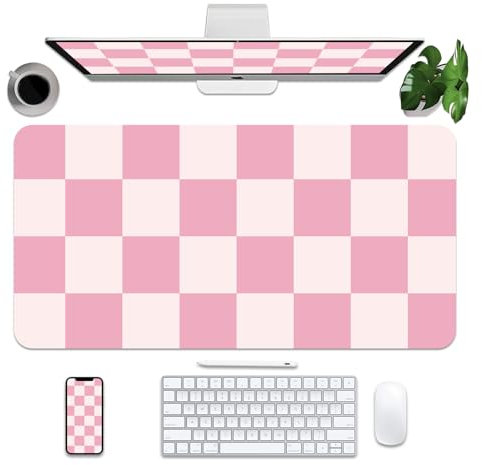 BLESWIN Schreibtischunterlage Rosa, 80x40cm Schreibtischmatte mit PU-Leder und Rutchfeste, Mauspad Multifunktionales, Leicht zu reinigende Tischunterlage, wasserdichte Schreibtisch für Büro und Heim
