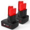 ASUNCELL Lot de 2 batteries lithium-ion 12 V 6 Ah compatibles avec Milwaukee M12B 48-11-2411 48-11-2420 48-11-2401 48-11-2401 48-11-2401 Batterie de rechange pour Milwaukee 12 V M12