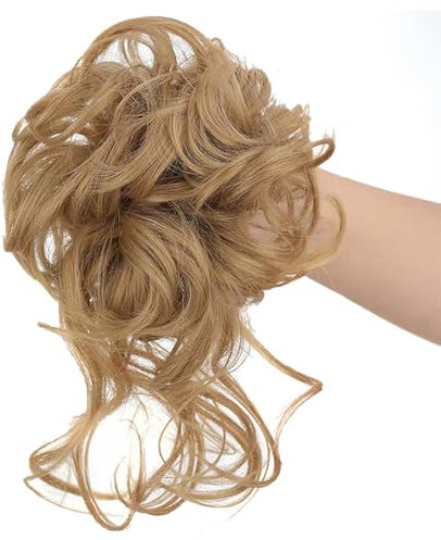 Dutt Haarteil Mit Haaren Haargummi Hochsteckfrisuren,Messy Bun Haarteile Lockige Wellige Große Haar Bun Scrunchies Erweiterungen kunsthaa Updo für Frauen Mädchen (braun/blond)
