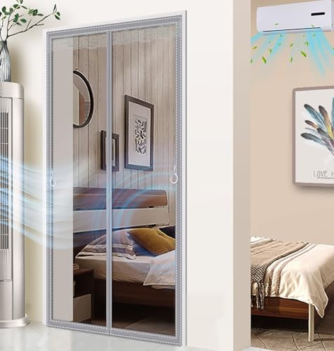 Rideau de Porte Magnétique à Isolation Thermique Épaissir Pare-brise magnétique non perforé pour un usage domestique Coupe-vent, Imperméable, Fermeture Automatique, Sans Percage (90x250cm)