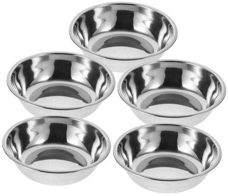 JOINPAYA Lot De 5 Gamelles INOX pour Chat Rondes 5.5 Pouces Bol pour Alimentation Et Eau RéUtilisables Faciles À Nettoyer pour Usage IntéRieur Et ExtéRieur