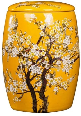 SJHPZG Ceramic Rice Storage Container Airtight Large Rice Bucket with Lid 5KG/10KG/15KG/25KG Rice Jar Food Dispenser for Rice Beans Grains