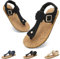 Wizshoe Estivi Sandalo Infradito Donna Bassi Sandali da Spiaggia Bohemia Flip Flop Sandals Open Toe Scarpe Pianta Larga Nero 41EU