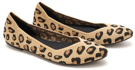 GLAMORA Ballerines Femme Maille Tricotée Bout Pointu Coupe Étroite Chaussures Plates Respirantes Légères Souples Confort Antidérapantes Élégantes