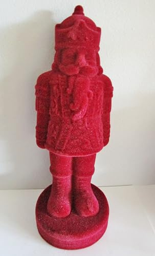 Generisch Nussknacker in lila oder Bordeaux rot - beflockt mit Samtbezug, 32 cm hoch Deko Weihnachten Figur Figuren Weihnachtsdeko (Bordeaux)