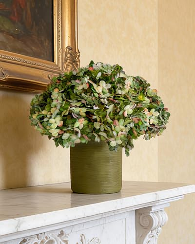 Leflos künstliche Hortensie Blumen, grüne Hortensien 10pcs im Set, lebensechte Deko für Büro, Wohnung, Party, Hochzeit