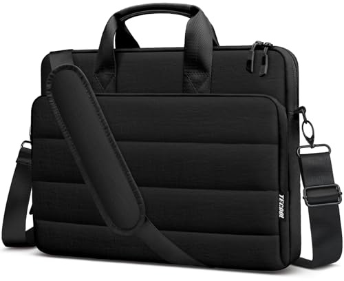 TECOOL Borsa Porta PC Portatile 17 Pollici, Borsa a Tracolla | Impermeabile Custodia Laptop Messenger per 17-17,3 Pollici Acer Asus Lenovo HP Dell Samsung Notebook Laptop - Nero