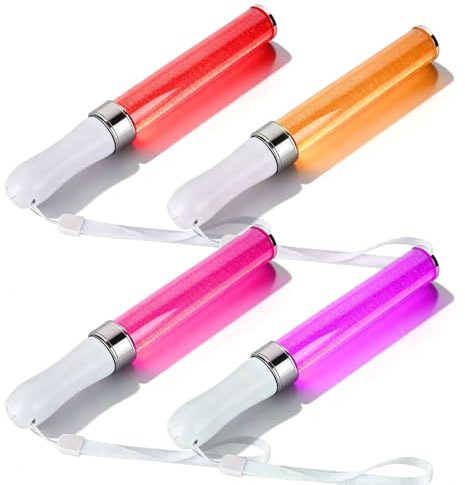 GOMETY 4 Stück LED Leuchtstabe, 15 Farben Leuchtstäbe Partyzubehör, Knicklichter Party Set, Leuchtwedel Party Set, Partyartikel, Glow Sticks für Weihnachten Party Konzert Hochzeit