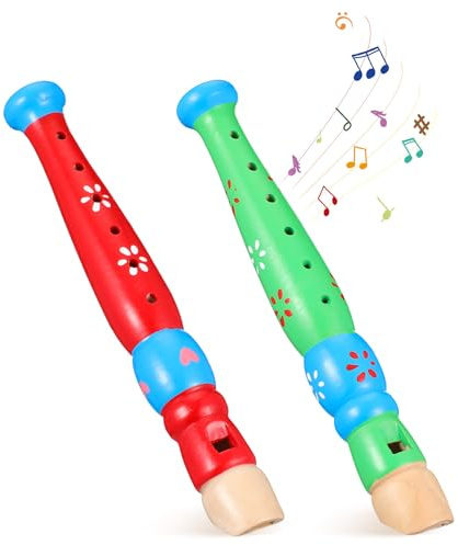 Toyvian 2 Stück Blockflöten aus Holz | Leichtes, Farbenfrohes 6-loch-blockflöteninstrument für Jungen Und Mädchen, Requisite für Die Frühe Bildung Bühnenauftritte