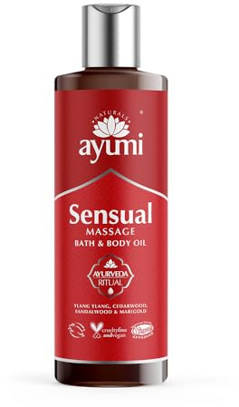 Ayumi Sensual Massage Body Oil, 250ml | Date Night Massage Oil for Couples | Sex Oil Lube with LavenderOil | Erotic MassageOils with Vitamin E Oil & SesameOil | Muscle Pain Relief BodyOil for Women