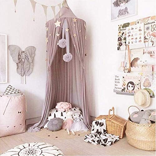 Dyna-Living Bed Canopy for Children, Mosquito Net Round Dome Nursery Tent Princess Play Reading Protection Bedroom Bed Decoration (Violet)