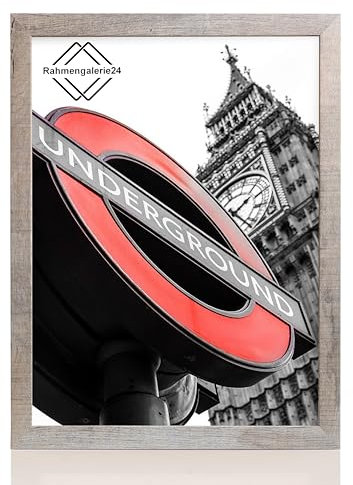 rahmengalerie24 Bilderrahmen Fotorahmen 48x68 cm Wildeiche bilderrahmen zum aufhängen MDF picture frames Farbe und 40 verschiedene Größen wählbar ohne Passepartout Rahmen London