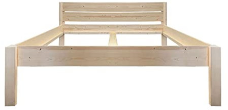 LIEGEWERK Massivholzbett Designbett mit Kopfteil 140x200 cm Bett Holz Holzbett massiv (140cm x 200cm)
