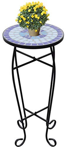Table de Jardin Mosaïque Bleu et Blanc - Design Élégant, Résistante aux Intempéries, 30 cm