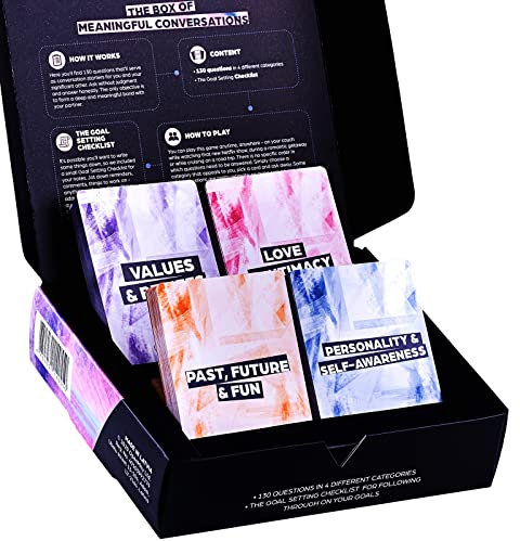 OpenMity Box der bedeutungsvollen Gespräche - Gesprächsstarterspiel für Paare - Datum Nacht Karten Deck mit 130 Fragekarten - Hergestellt in Zusammenarbeit