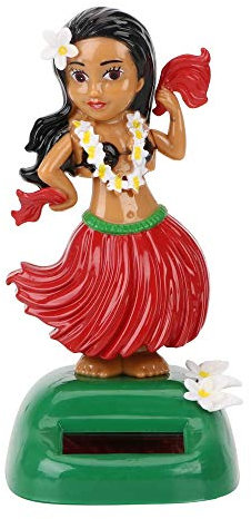 NOPNOG Auto Solar Shaking Head Ornament, Hula Hawaii Girl Style, für Auto Dashboard Dekoration (Rot)