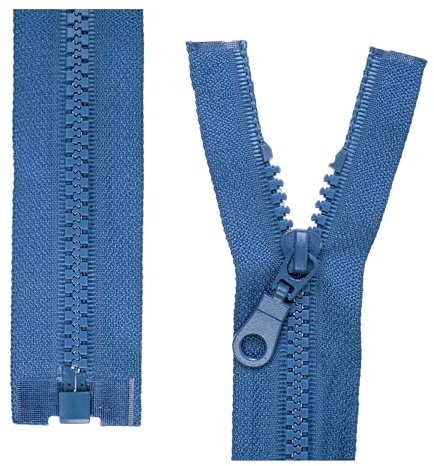 Teilbarer Reißverschluss, 2 Stück, 80 cm Schienenlänge, Dunkel-Blau, 1-Weg offenes Ende #5, 5,75 mm Schienenbreite, 34 mm Bandbreite, Ersatz Reissverschluss Kunststoff, Kunststoffreissverschluss # 5