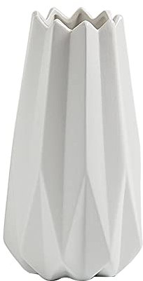 Koomuao Vasen für Pampasgras Vase Schwarz Tischvase Vase Keramik Blumenvasen Origami Geformte Vase für Dekorieren Von Wohnzimmer, Schlafzimmer, Büro, Restaurant, Café (Weiß)