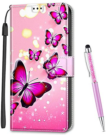 MadBee Kompatibel mit iPhone 6S / iPhone 6 Hülle (4,7 Zoll), Leder Handyhülle Tasche Schutzhülle Brieftasche Klapphülle Ständer und Kartensteckplätze Hülle für iPhone 6S / iPhone 6 (Schmetterling A)