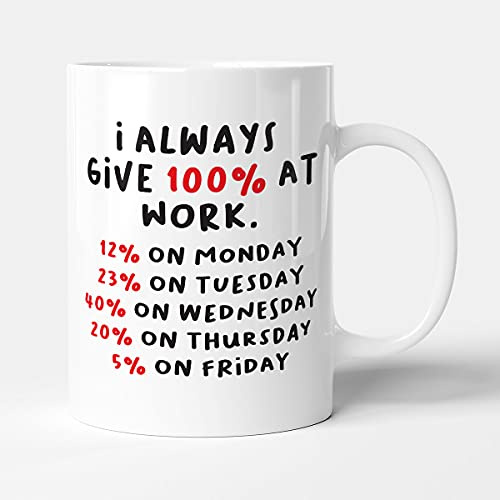 Victorian Printing Co - I Always Give 100% at Work - Office Gift Mug, Ceramic, 11fl.oz.