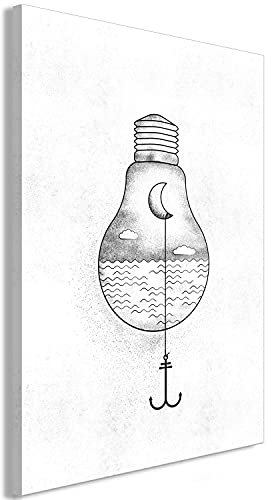 murando Akustikbild Mond Bilder Akustikschaum Hochleistungsschallabsorber Schallschutz Leinwand 1 tlg Wandbild Raumakustik Schalldämmung Skizze Abstrakt Meer Anker Maritim