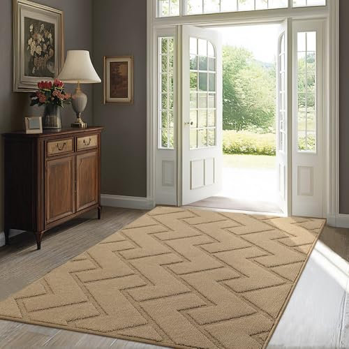 Biscpro Fußmatte Braun 90x150cm Innen und Außen, Waschbar Fussmatte, Wasserdicht Türmatte, Rutschfester Schmutzfänger Teppich für Eingang, Haustür, Patio, Flur, Garten