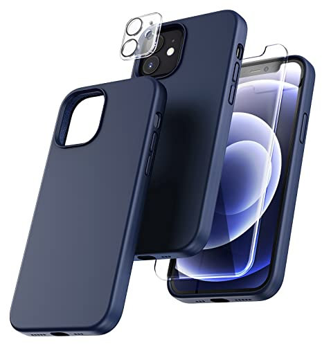 TOCOL für iPhone 12 Hülle Silikon, Stoßfest Anti-Rutsch Anti-Fingerabdruck Kratzfest Handyhülle für iPhone 12 Case, Blau