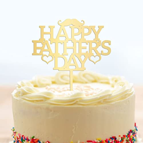 Kuchendekoration Happy Father's Day, verspiegelt, goldfarben, Acryl, für Papa, Papa, Happy Father's Day, Party-Dekorationen