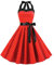 Robe Vintage Années 50 Femme Retro Rockabilly Pin Up Élégante Robes sans Manche Dos Nu Décolleté en Cœur Polka Dot Trapèze Mariage Cocktail Soirée Fête Cérémonie Décontractée au Genou Midi Rouge XXL
