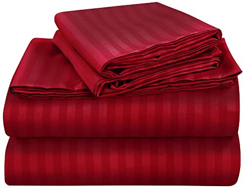 ROYALE LINENS 4-teiliges King-Bettwäsche-Set – weich gebürstete 1800 Mikrofaser – 1 Spannbetttuch, 1 Bettlaken, 2 Kissenbezüge – knitterfrei und lichtbeständig – Hotel-Luxus-Bettlaken (gestreift,