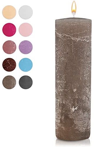 WikaKerzen Stumpenkerze-Rohling - Zur Deko oder zum Basteln & Verzieren - DIY - Taufe, Geburtstag, Hochzeit, Kommunion, Weihnachten - Rustik (Taupe, 25x8cm)