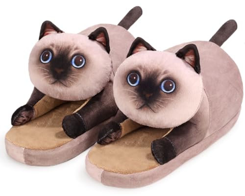 Openhahaha Pantofole Peluche Donna, Pantofole da Casa con Gatto Design, Ciabatte Pelose di Gatto, Ciabatte Invernali Calde Confortevole, Carino Scarpe Animale Antiscivolo