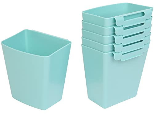 AYVANBER 6 Pack Hanging Cup Holder for Rolling cart Accessories Hooks Little Hanging Buckets Hanging Storage Bins Craft Supplies for Rolling Utility Cart Slim Storage Cart (Teal)