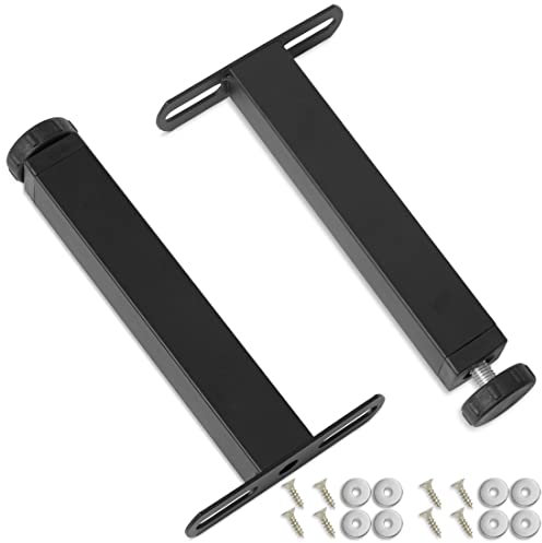 HAOMEO Pied de Lit, Pieds pour Sommier à Lattes | Hauteur: 25cm (+2cm) Reglable | Design: Noir | Matériel: Metal | Carré: 3 x 3 cm | pour Les Cadres et Les Lattes en Bois | Lot de 2