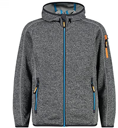 CMP Jungen Kinder-knit-tech-jacke Knit-Tech Kinder Jacke Mit Fester Kapuze, Anthrazit-Riff, 152 EU