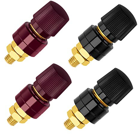 VooGenzek 4 PCS M8 Terminal Binding Post, 555 Type Brass Pillar Terminal Block, Power Junction Post Connector Terminal, M8 Stud Battery Binding Post, 0V-380V 200A