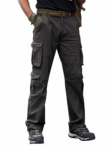 Breampot Herren Cargohose Baumwolle Baggy Chino Hosen Freizeit Outdoorhose Arbeitshose Trouser Pants (XX-Large, Dunkelgrau)
