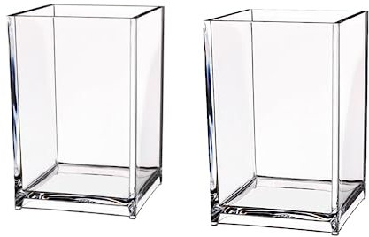Koboko 2 Stück Acryl Organizer, Stiftehalter, Stifte Halter, Pinselhalter, Acryl Stifthalter Büro Desktop Schreibwaren Aufbewahrungsbox Student Make-up Pinsel Aufbewahrungseimer(10×6,5×6,5cm)