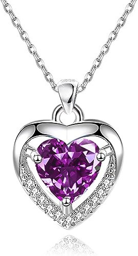 EXGOX Silber Kette Dame Silber Herz Halsketten 925 Sterling Silber Kristall Herz Anhänger Halskette Liebe Einstellbare Silber Halskette Frauen Geburtstag Weihnachten