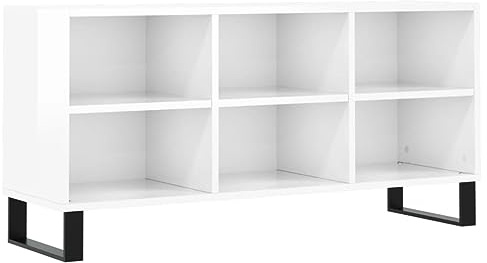vidaXL TV Schrank, Fernsehschrank mit viel Stauraum, Fernsehtisch für Wohnzimmer, Lowboard Sideboard TV Ständer TV Gerät, Hochglanz Weiß Holzwerkstoff
