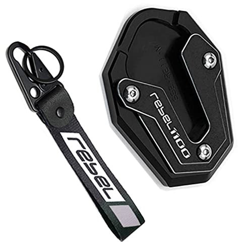 WARFEL Schlüsselanhänger Für H&onda Rebel 1100 CMX CMX1100 CM1100 2021 2022 Zubehör Motorrad CNC Ständer Seitenständer Verlängerungspolster (Color : Schwarz)