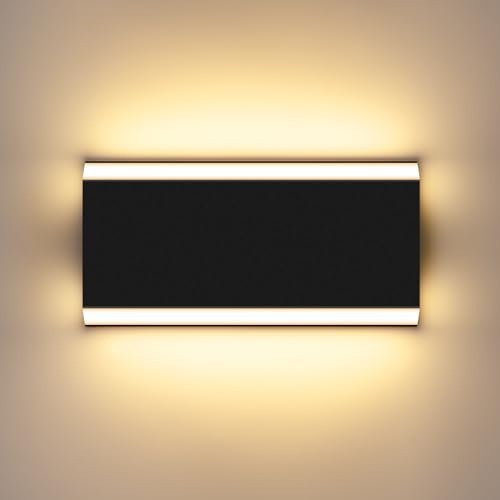 Kingwei 12W Wandleuchte Innen Moderne Warmweiß 3000K Wandlampen Innen Schwarz LED Wandleuchten für Schlafzimmer Wohnzimmer