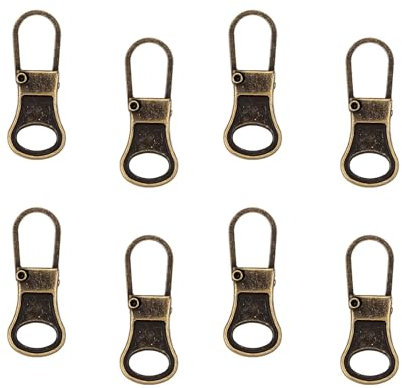 8pcs Tirette Fermeture Éclair, Tirette Fermeture Eclair Remplacement Détachables Tirette Remplacement Poignée Curseur Remplacement pour Vêtements Sac à Dos Vestes Pantalons Bagages (Bronze)